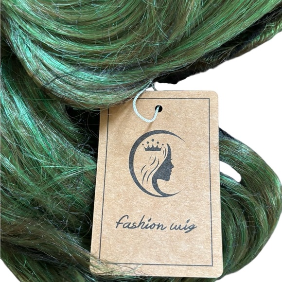 Mersi Wig Green Wigs Costume Wig Short Wavy Hair Wig Costume Halloween Party - Picture 2 of 4